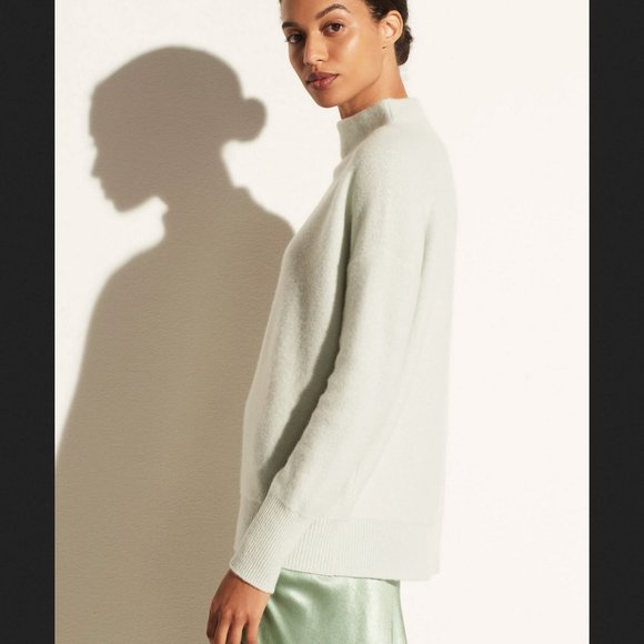 NWT Vince Plush Cashmere Funnel Neck Sweater in Aloe - Picture 9 of 10